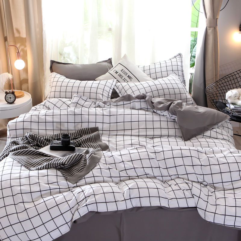 Checkerboard Bedding Set No Comforter Hot Sale Single Queen Size Flat Sheet Quilt Duvet Cover Pillowcase Polyester Bed Linens