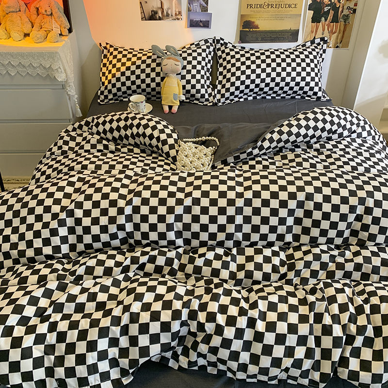 Checkerboard Bedding Set No Comforter Hot Sale Single Queen Size Flat Sheet Quilt Duvet Cover Pillowcase Polyester Bed Linens