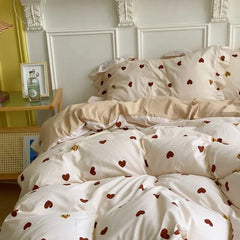 French Ins Bedding Set No Filler Korean Floral Ruffles Single Double Queen Size Duvet Cover Sheet Pillowcase Home Textile