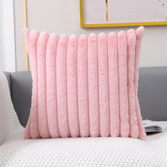 Faux Fur Cushion Cover Flocking Stripe Cushion Cover Pink Grey Orange Ivory Soft Home Decorative Pillow Cover 45x45cm/30x50cm