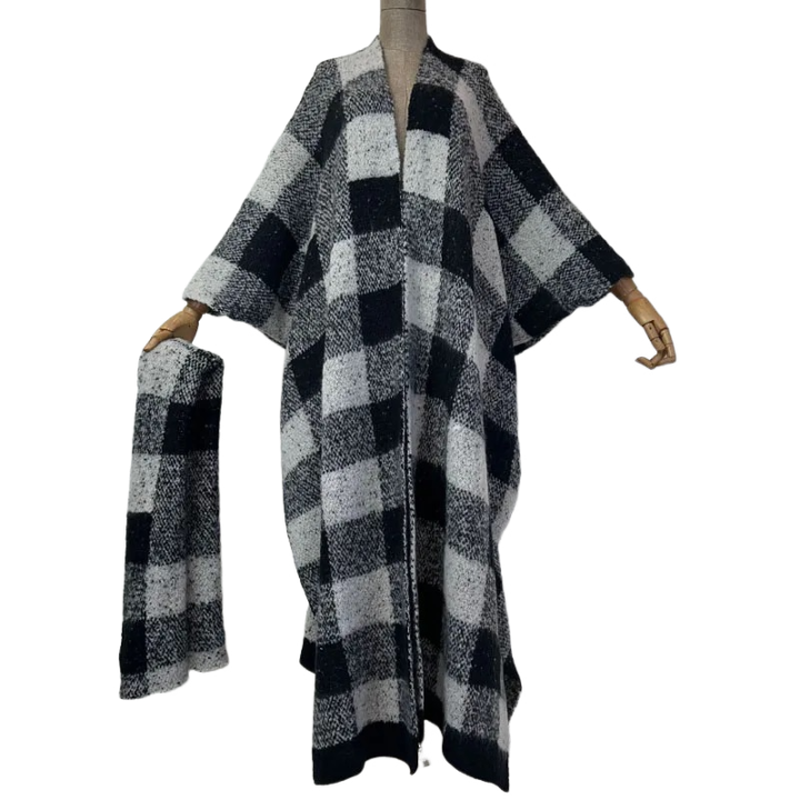 Minimalist plaid Maxi Cardigan - WINI