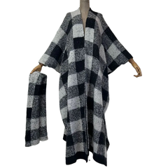 Minimalist plaid Maxi Cardigan - WINI