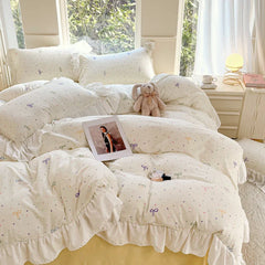 INS Princess 2025 New Style Bedding Sets Sweat Bow Quilt Cover Romantic Bedclothes Decor Woman Bedroom Duvet Cover Set 4pcs