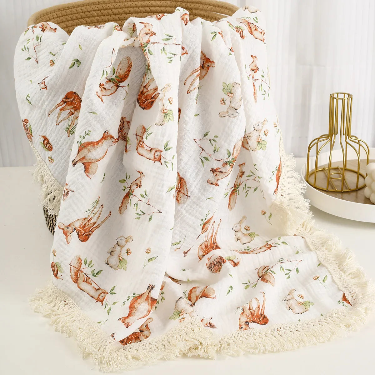 Baby Blankets Muslin Swaddle For Newborn Fringe Double Layer Cotton Summer Blanket Bed Comforter Infant Baby Stuff Bebe