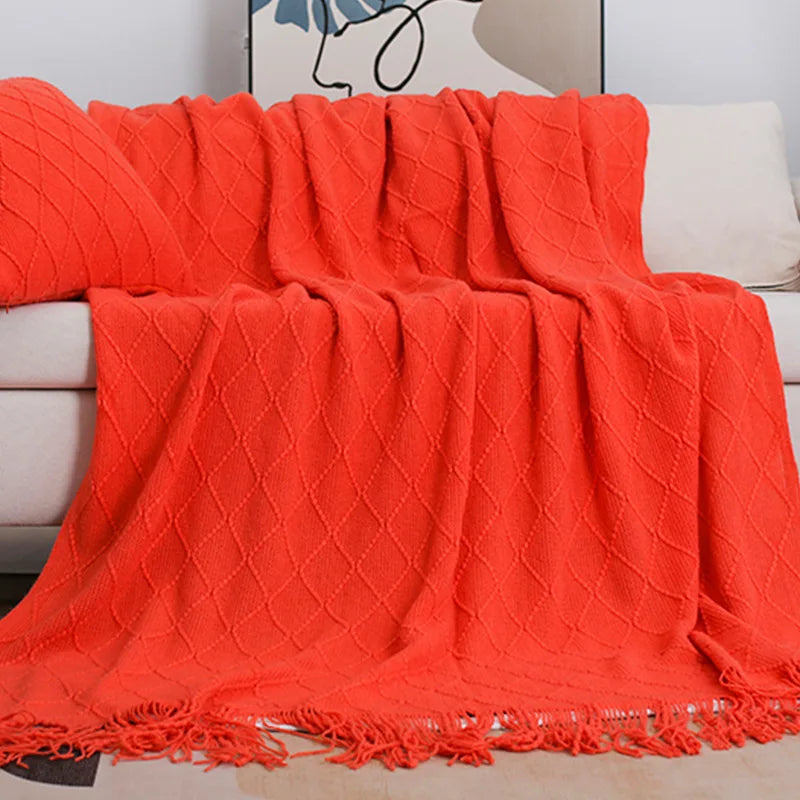 Nordic Knitted Shawl Sofa Blanket with Tassels Scarf  Sofa Emulation Fleece Throw Blanket TV Blankets Bed End Decor Drop Ship