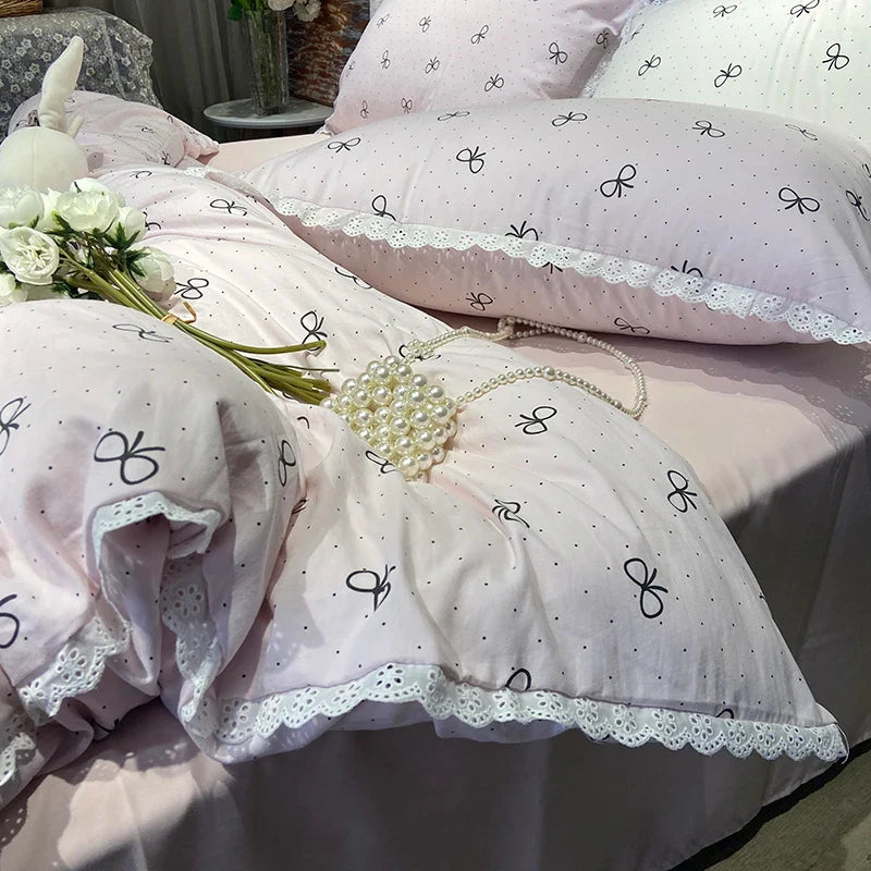 2025 New Knitted Cotton Bedding Set 1.2m 1.5m 1.8m Size Bed For Girls Women Room Decoration Bed Sheets With Pillowcases