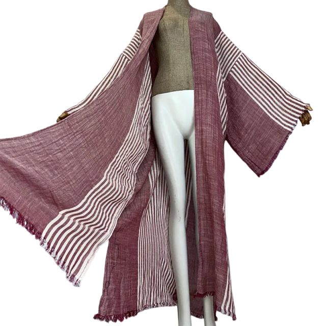 Cozy Striped Kimono Cardigan - WINI