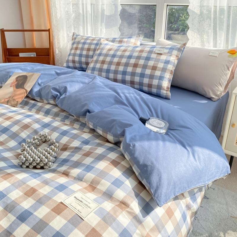 1pc 100%Cotton Duvet Cover Plaid Comforter Covers funda nordica cama 150 Single/Queen/King Quilt Cover(no pillowcase)