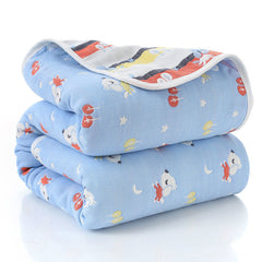 Summer bedspread 6 layer muslin towel cotton quilt children's baby plaid cool blanket air conditioning thin comforter 90