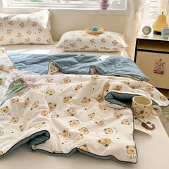 Summer Quilt Air Conditioning Quilt Flower Girl Heart Class A  Double Layer Yarn Summer Cool  Soft Machine Washable