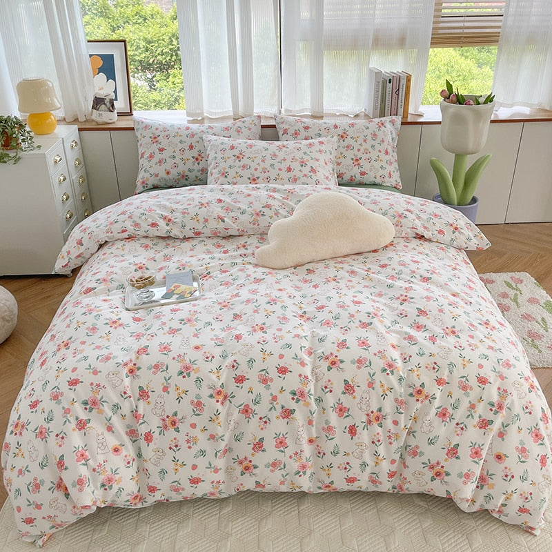 100% Cotton,133x72 Fabric,Twill Pastoral Floral Vintage Bedding Set,Duvet Cover 200x200 With Flowers,No Bed Sheet