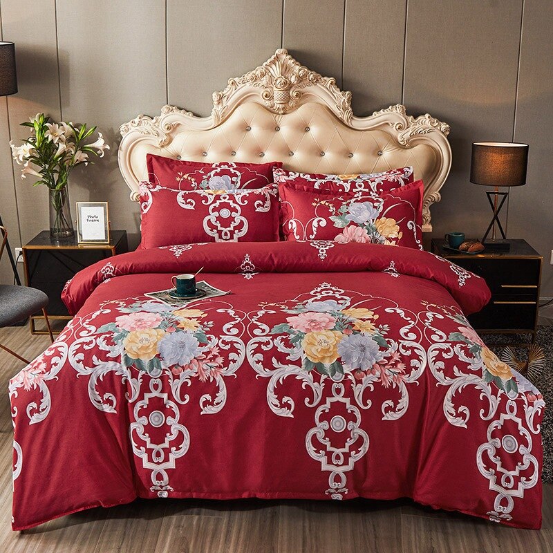 4pcs Set Winter Soft Nordic Double Bed Bedding Set Luxury Jacquard Non-irritating Sheet Quilt Cover Pillowcase 200x230cm
