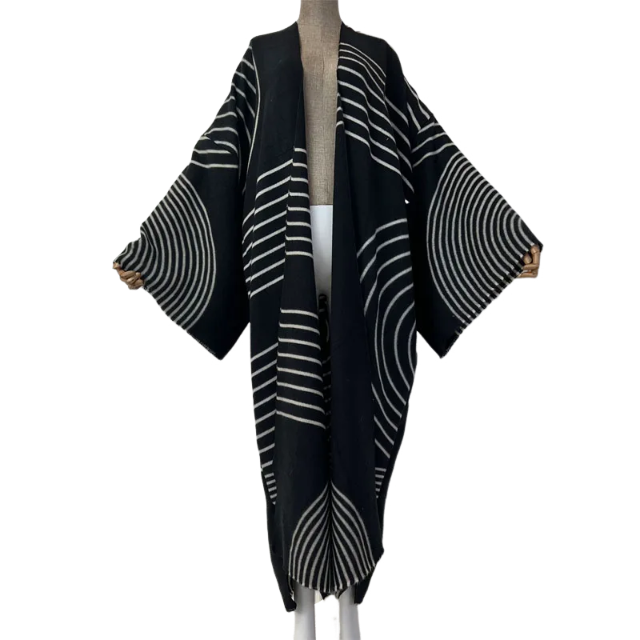 Stylish Winter Printed Kimono Cardigan - WINI