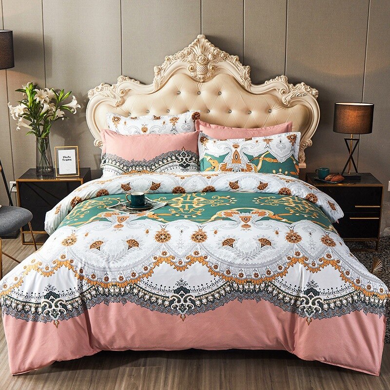 4pcs Set Winter Soft Nordic Double Bed Bedding Set Luxury Jacquard Non-irritating Sheet Quilt Cover Pillowcase 200x230cm