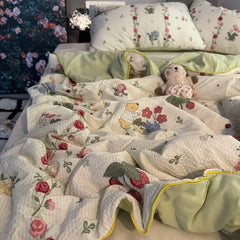 Summer Blanket Cool Quilt Cute Flower Bubble Cotton Summer Quilt Sleeping Naked Air Conditioning Quilt Lightweight  Washable
