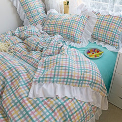 INS Heart Love Flower Bedding Sets Bed Sheet Simple Black White Duvet Cover Lace Bed Sheet Set Girl Woman Luxury Textiles