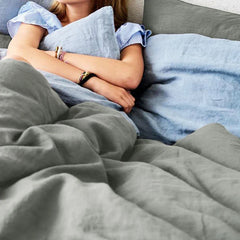 Pure Linen Bedding Set, Washed Bed Linens, Organic Flax Duvet Cover Pillowcases Fitted Sheet, Quilt Cover With Zipper Closure