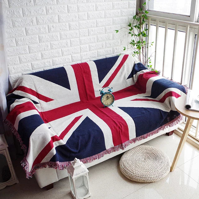 UK USA Flag American Blanket Mat Cover Bedspread Star Sofa Cover Cotton Air Bedding Room Decor Tapestry Throw Rug United States