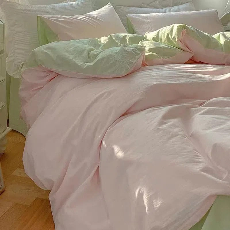 Bedding Set Nordic Single Double Flat Sheet Duvet Cover Pillowcase Soft Microfiber Full Queen Size Bed Linen