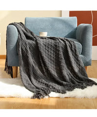 Nordic Faux Cashmere Sofa Blanket Office Nap Comfortable Bedspread Soft Homestay Decoration Blanket Thick Winter Knitted Shawl