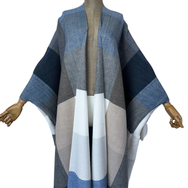 Plaid Pleated Long Cardigan - WINI
