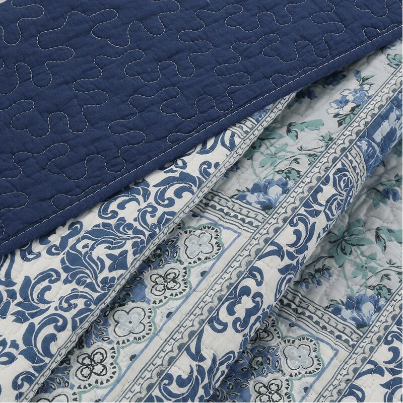 100% Cotton Modern Simplicity Interstellar Blue Sky 3pcs Printed Quilted Quilt Pillowcase