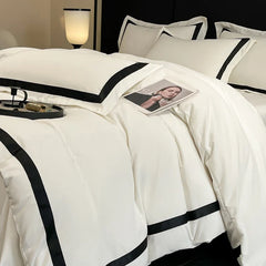 Luxury Hotel Bedding Sets Thick Brushed Bed Sheets White Duvet Cover Set Pillowcase Four Piece Fully Enclosed for Home Gift