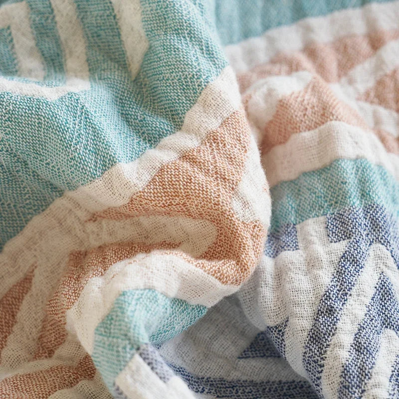 100% Cotton gauze summer blanket breathable bed linen Jacquard bed plaid light weight home Blankets and bedspreads Non shrinking
