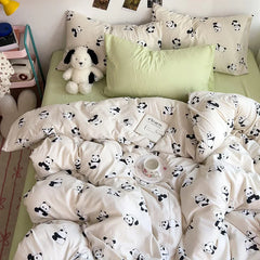 Bed Linen Bedding Set A-Class Washed Cotton Four-Piece Bed Sheets Set Comfort Sets Solid  Couple Bed Quilt Cover Home Textile
