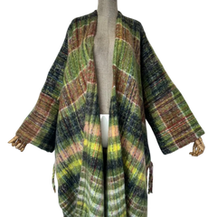 Plaid Fringe Maxi Cardigan - WINI