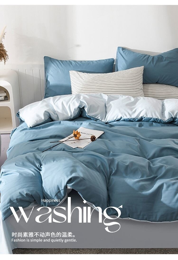 BULE Beddings Sets Student Dormitory Textile BedThree Piece Four Seasons Simple Korean Two Pillow Cases