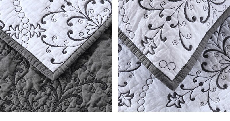 100% Cotton Embroidered Butterfly Flower 3pcs Printed Quilted Quilt Pillowcase Free Shipping