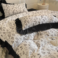 Solid Colour INS French Style Bedding Set For adults kids Brown pink Flat Sheet With Pillowcases Colorful King Queen Full size