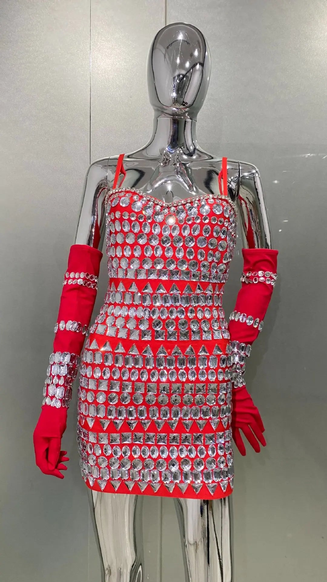 Studded Rhinestones Sleeveless Mini Dress