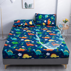Pure Black Waterproof Fitted Sheet Home Bed Cover Sabana Summer Spring Winter Mattress Covers With Elastic (no pillowcase)