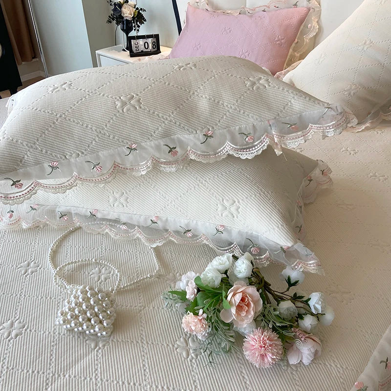 2025 Summer Cool Bed Skirt Sheet Princess Bed Skirt Mattress Ruffled Lace Bedsheet Not Stuffy With Pillowcases Twin Queen Size