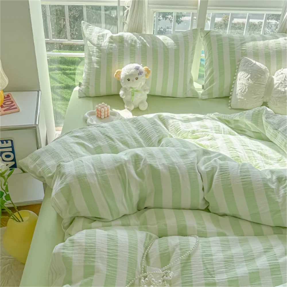 Four Piece Set on Washed Cotton Bed, Non Pure Cotton Bedding, Single Duvet Cover Set, Three Piece Set, Brushed