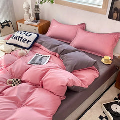 Nordic Princess Purple Bedding Set Girls Boys Single Double Size Flat Sheet Duvet Cover Pillowcase Bed Linens Home Textile