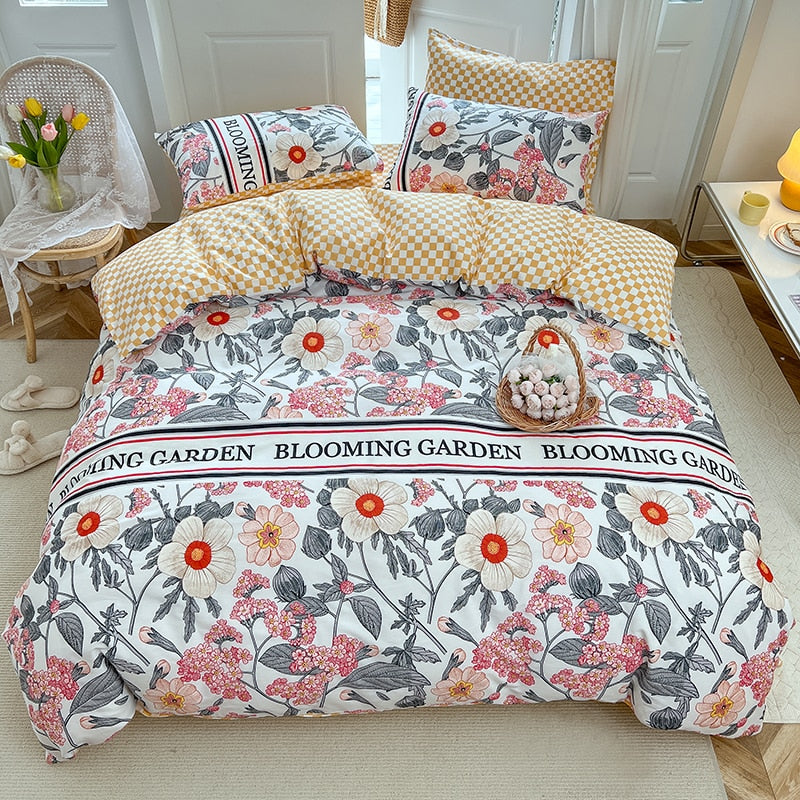 100% Cotton,133x72 Fabric,Twill Pastoral Floral Vintage Bedding Set,Duvet Cover 200x200 With Flowers,No Bed Sheet