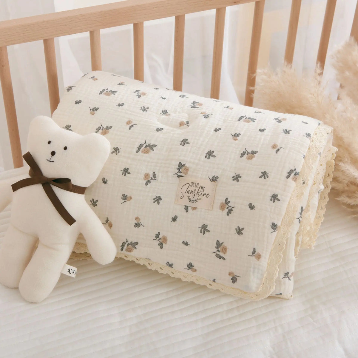 Spring Summer Baby Comforter Soft Cotton baby quilts Gauze Quilted Blanket for Newborn Floral Print Kindergarten Kids Bedding