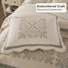 Embroidered Cotton Quilt Set 3PCS Bedspread on Bed Coverlet Super King Size Summer Comforter Blanket for Bed 1P/5PC Set