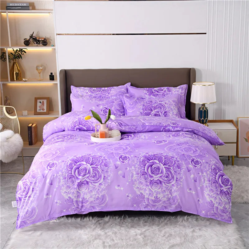 3pcs Leopard Pattern Duvet Cover Bedding Set Double Queen Size, Microfiber Soft Quilt Cover with Pillowcases, Girls Room Decor