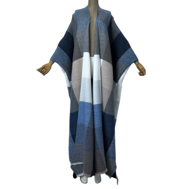 Plaid Pleated Long Cardigan - WINI