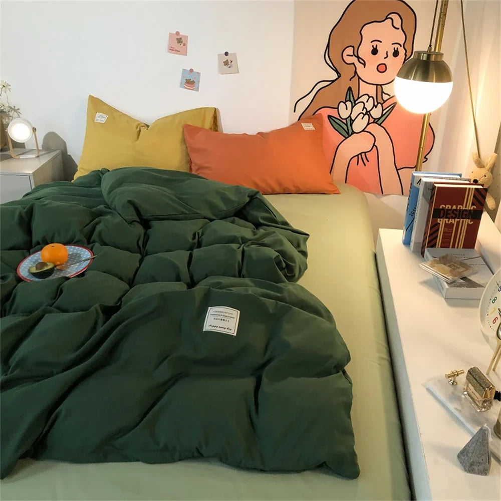 100% Cotton Bedding Set Duvet Cover Bed Sheet Pillowcase Skin Friendly Quilt Cover Set Bedroom Decor King Size Double Bed Sets