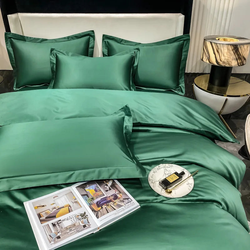 200S Count Long Staple Cotton Solid Color 100% Cotton Duvet Cover Quilt Single Pillowcase Sheet Fitted Bedding Set Queen King