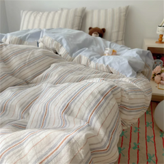 Light Luxury Striped Pure Cotton and Cotton New Bedding Set and Duvet Cover Set Three Piece Four Piece Set
