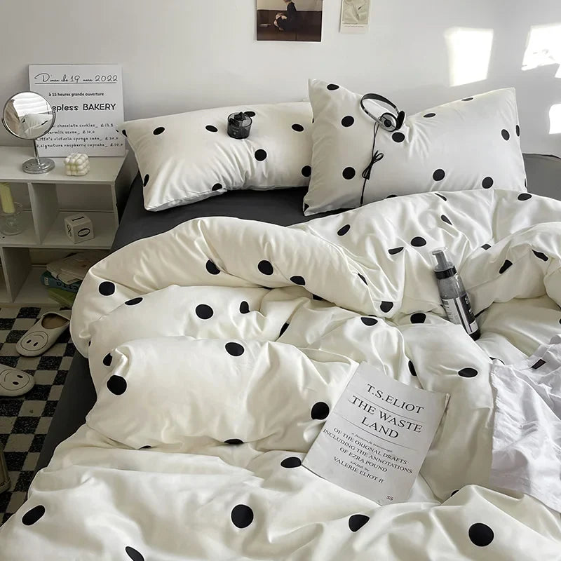 Simple Style Bed Linen Set Skin-friendly Bedsheet Set Pillowcase Brushed Bedclothes Single/Full/Queen/King Size Bedding Set