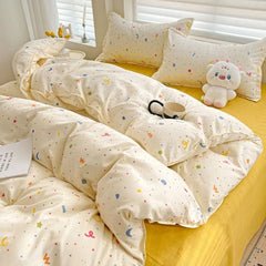 Summer Bedding Set  Ins Twin Queen Duvet Cover Flat Sheet Pillowcase No Filler Girl Boys Hotel Home Bed Linens