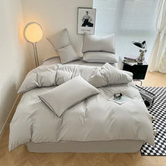 Black Color Bedding Set For Adults Simple Style Double Bed Sheet Sets Single/Queen/king Bed Cover Full Set Plain Bedding