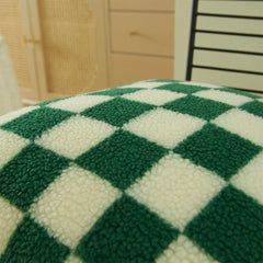 Checkered Cushion Cover Checkerboard Throw Pillowcase Short Fleece Square Pillow Cover For Home Living Room Sofa Decoration